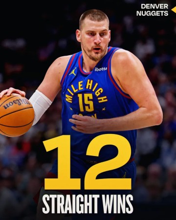 辉达注册-势如破竹！NBA官方：恭喜掘金以3号种子和12连胜结束常规赛